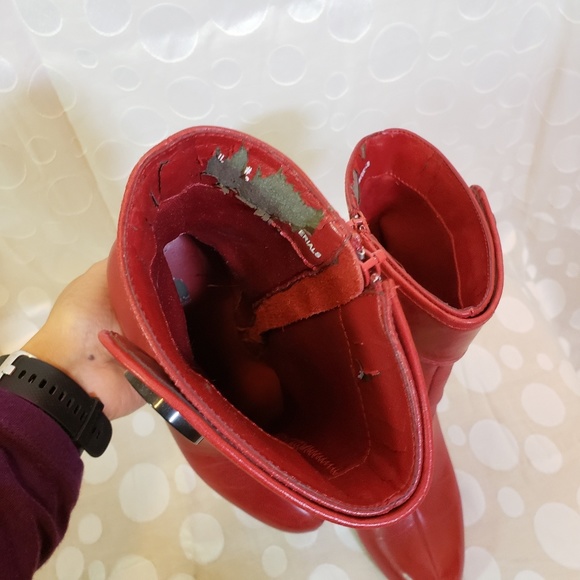 Dollhouse red leather ankle boots sz 7 - Picture 4 of 5
